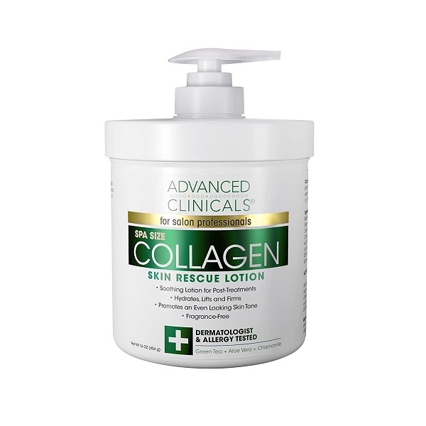 Advanced Clinicals Collagen Skin Rescue Lotion - Hydrate, Moisturize, Lift, Firm. Great for Dry Skin (16oz)