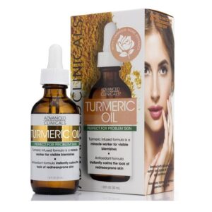 Advanced Clinicals Turmeric Oil for Face with Rose Extract and Jojoba Oil, 1.8oz Dropper Bottle