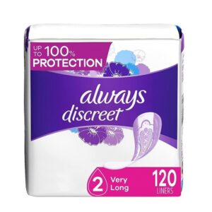 Always Discreet Very Light Regular Incontinence Liners 120 Count box