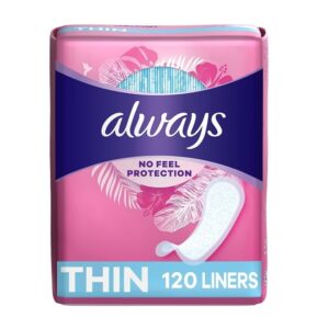 Always Pantiliner Thin Regular Wrapped Unscented 120 (Count pack of 1)