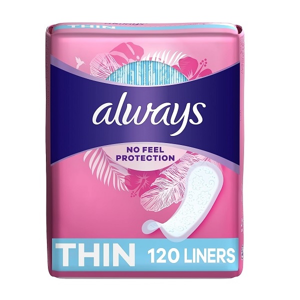 Always Pantiliner Thin Regular Wrapped Unscented 120 (Count pack of 1)