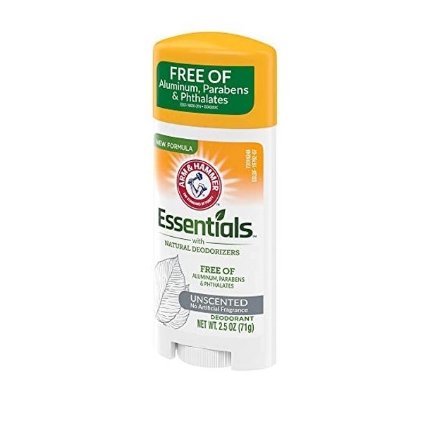 Arm & Hammer Essentials Natural Deodorant, Unscented 2.5oz (Packaging May Vary)