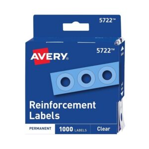 Avery Clear Self-Adhesive Reinforcement Labels, 0.25 inch Round, Pack of 1000 (5722)