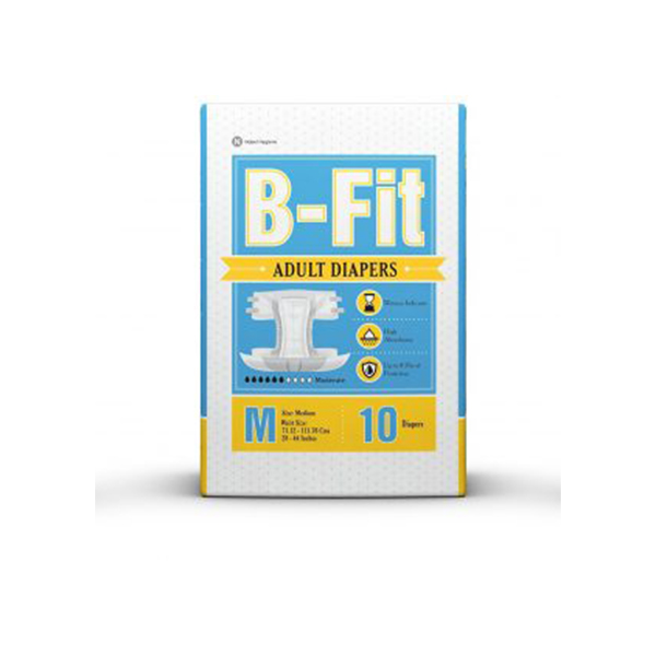 B-FIT Adult Diapers (Medium/28- 44-inch) – 10 Pieces