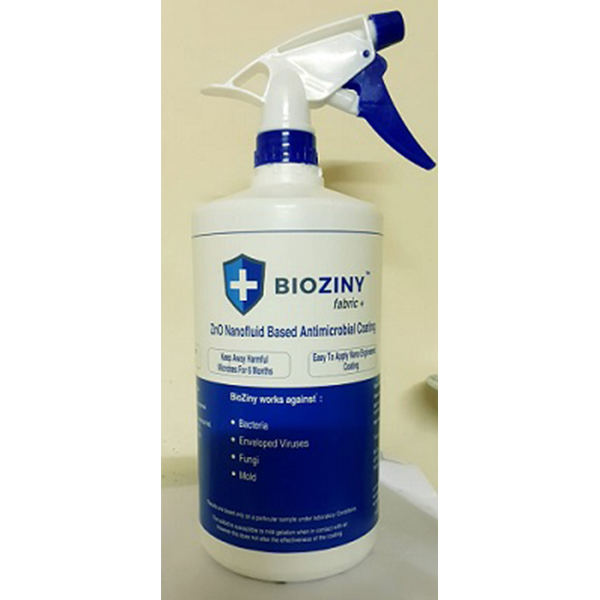 BIOZINY Fabric+ -ZnO Nanofluid based Antimicrobial Spray Coating for HealthCare Curtains