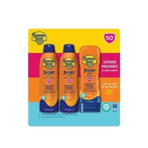 Banana Boat Sport Ultra SPF 50 combo set with 2 sprays and 1 lotion for broad-spectrum sun protection