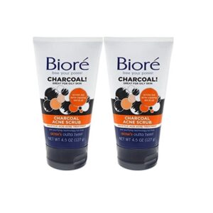 Biore Charcoal Acne Scrub 4.5 Ounce (133ml) (2 Pack)