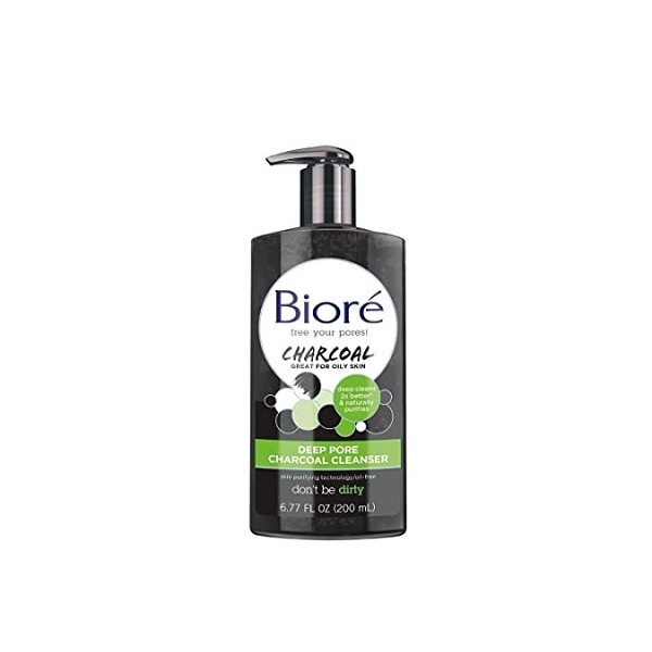 Biore Deep Pore Charcoal Cleanser 200ml bottle for deep pore cleaning and oil control