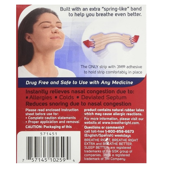 Breathe Right Extra Strong, One Size Fits All Nasal Strips, 44 Count - Tan - Image 2