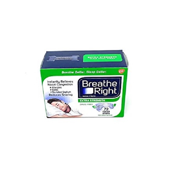 Breathe Right Extra Clear Nasal Strips 72 count for sensitive skin and snoring relief