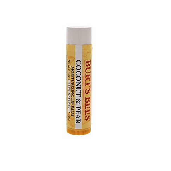 Burt’s Bees Coconut & Pear natural moisturizing lip balm tube with beeswax and fruit extracts