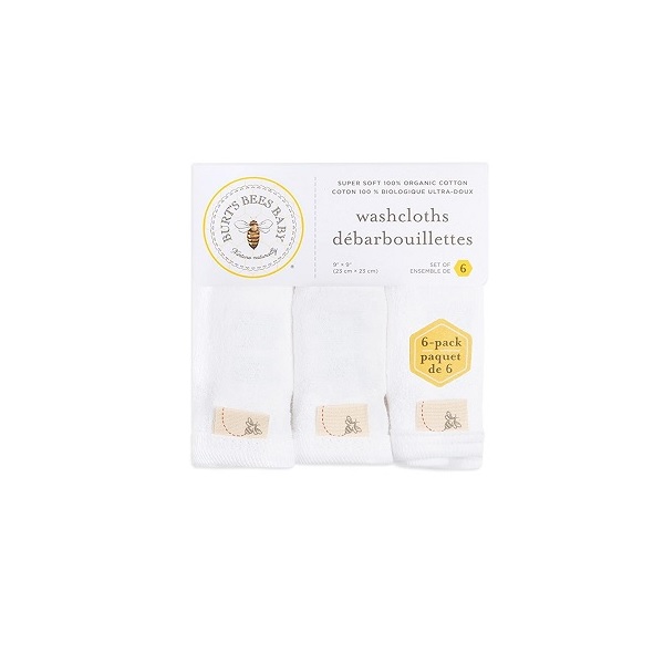Burt's Bees Baby 100% Organic Cotton Set of Six Washcloths, Cloud - Image 4
