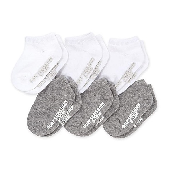 Burt’s Bees Baby Unisex Organic Cotton Ankle Socks 6-Pack with Non-slip Grips