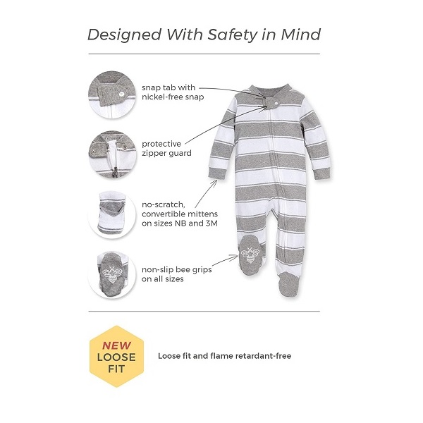Burt's Bees Baby unisex-baby Sleep & Play, Organic One-piece Romper-jumpsuit Pj, Zip Front Footed Pajama - Image 2