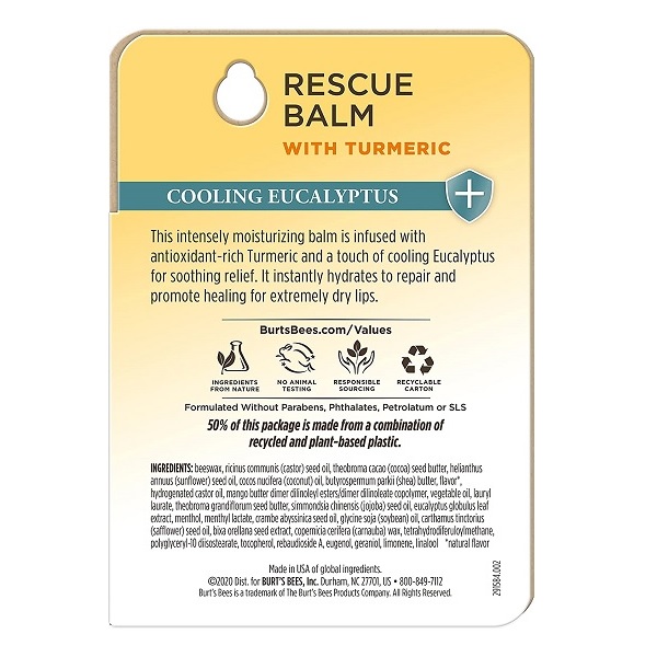 Burt's Bees Rescue Lip Balm Soothing Eucalyptus, 4.25g - Image 12