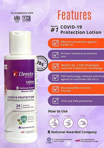Clensta Covid Protection Lotion (100 ML) - Image 4