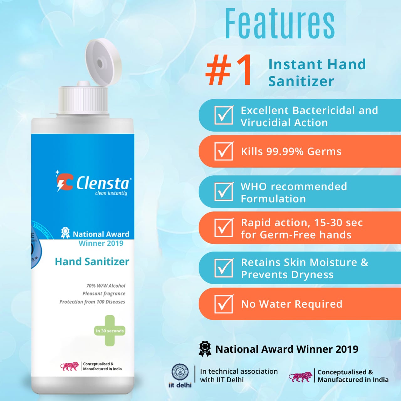 Clensta Instant Hand Sanitizer (100 ML) - Image 2