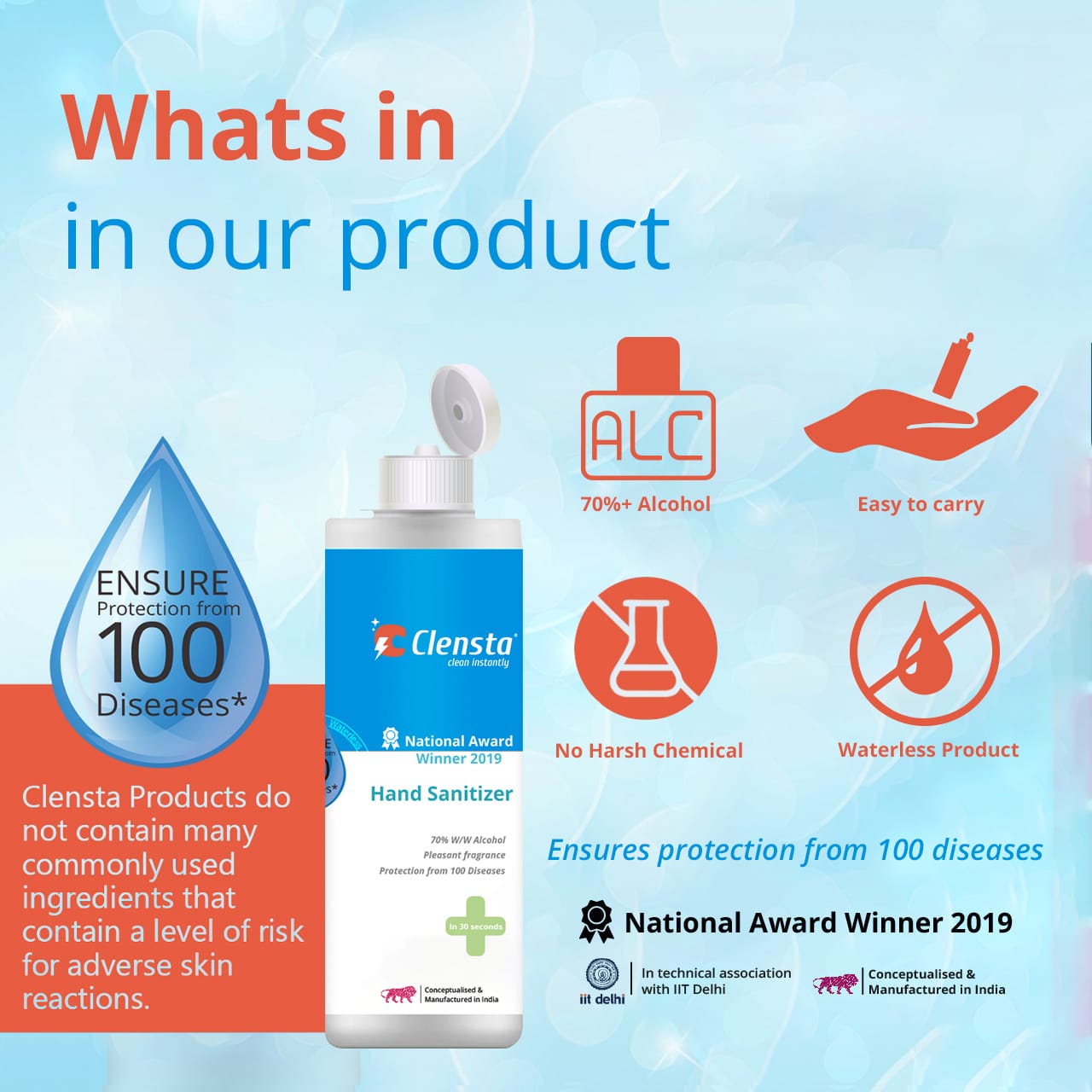 Clensta Instant Hand Sanitizer (100 ML) - Image 3