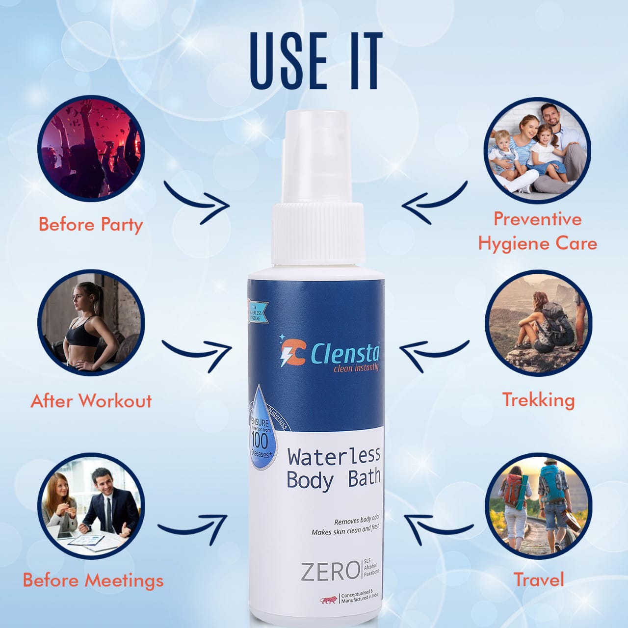 Clensta Waterless Body Bath (100ML) - Image 5