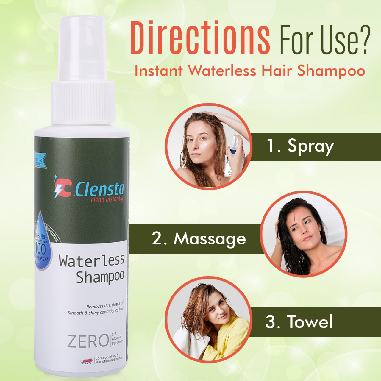 Clensta Waterless Shampoo (100 ML) - Image 5