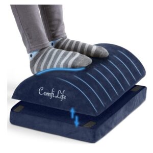 ComfiLife Foot Rest Under Desk for Office Use – Adjustable Height Memory Foam Foot Stool Under Desk for Office Chair & Gaming Chair – Ergonomic Under Desk Foot Rest for Back & Hip Pain Relief (Navy)