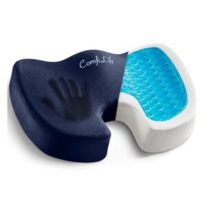 ComfiLife Gel Enhanced Seat Cushion for Desk Chair – Premium Gel + Memory Foam Office Chair Cushion, Car Seat Cushion for Driving, Gaming – Chair Cushions for Back & Sciatica Pain Relief (Navy)