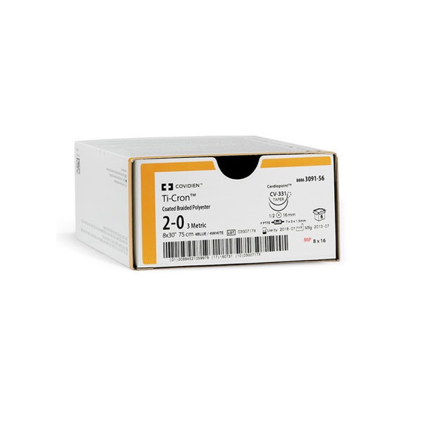 Covidien Ticron Sutures USP 5, 1/2 Circle Reverse Cutting
