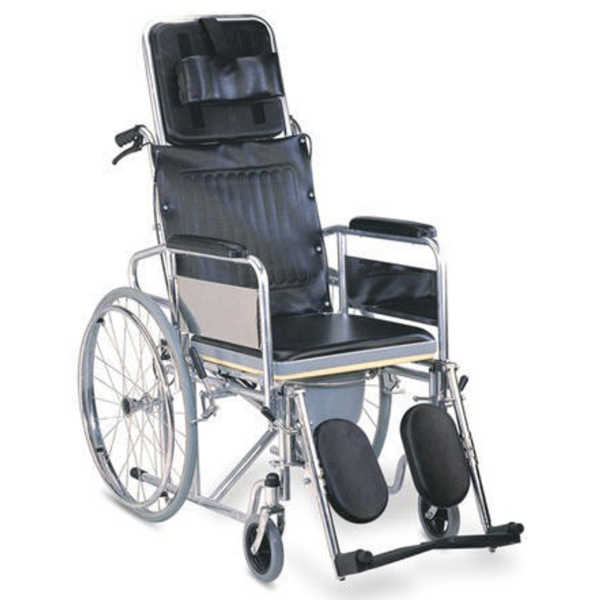 Deluxe Reclining Wheelchair with Commode