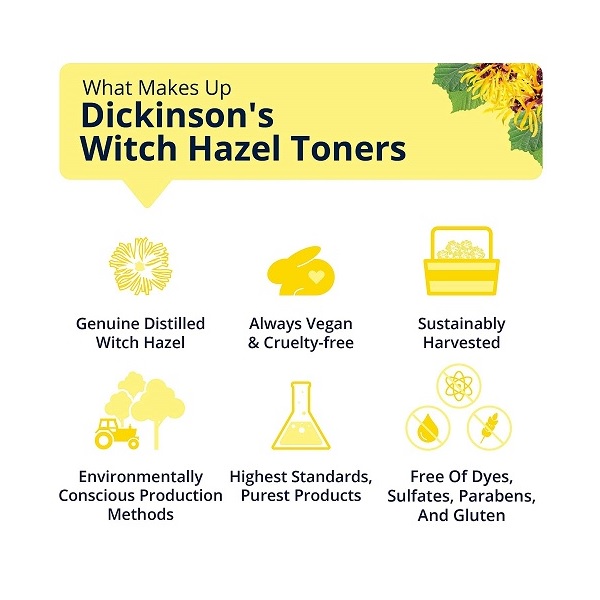 Dickinson's Enhanced Witch Hazel Hydrating Toner with Rosewater, Alcohol Free, 98% Natural Formula, 16 Fl. Oz. - Image 3