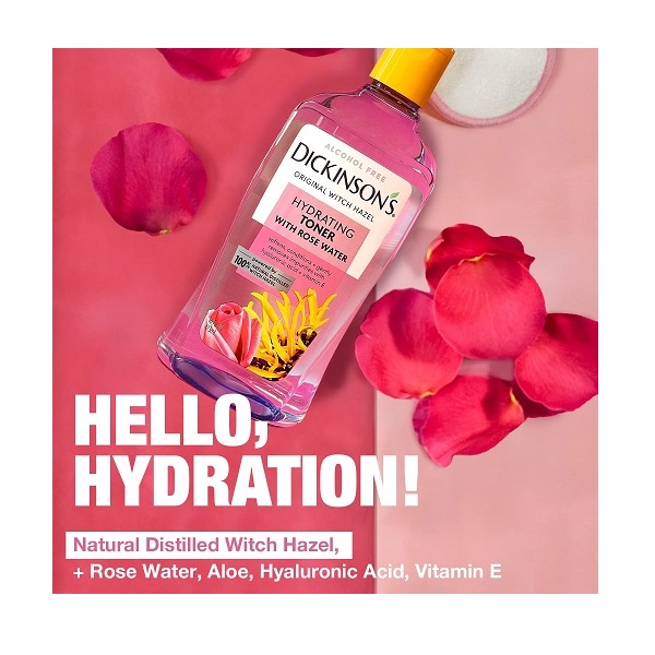 Dickinson's Enhanced Witch Hazel Hydrating Toner with Rosewater, Alcohol Free, 98% Natural Formula, 16 Fl. Oz. - Image 4