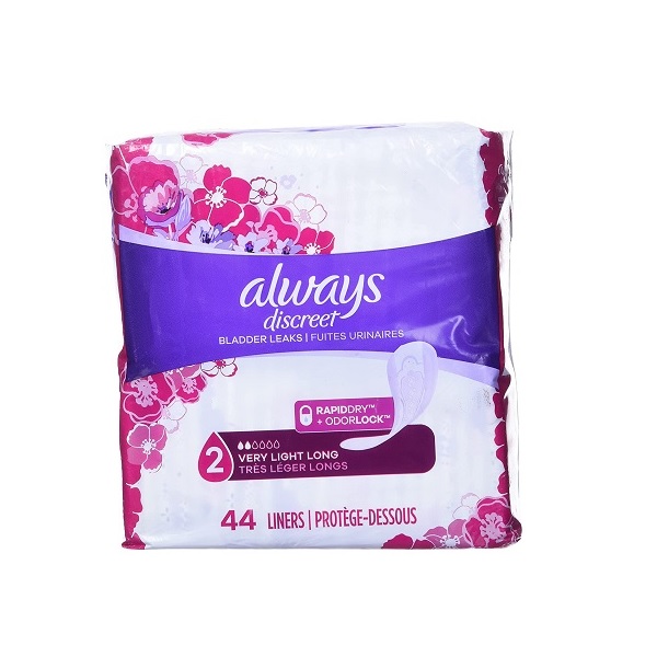 Discreet Very Light Long Incontinence Liners 44 Count box