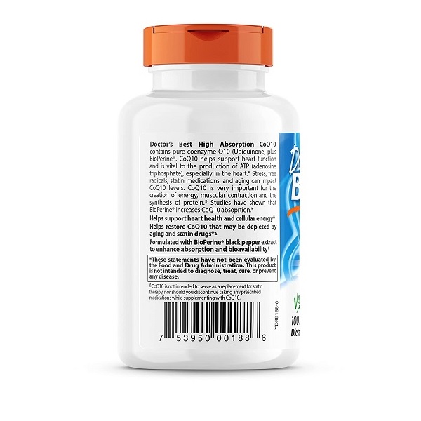 Doctor's Best High Absorption CoQ10 with Bioperine, 100 mg (120 Veggie Caps) - Image 3