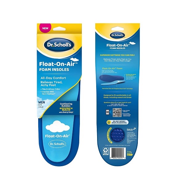 Dr. Scholl's Float-On-Air Insoles for Men, Shoe Inserts That Relieve Tired, Achy Feet with All Day Comfort, Men's 8-14
