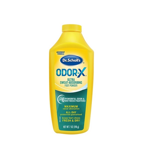 Dr. Scholl's Odor-x Sweat Absorbing Foot Powder, 7 Ounce (Pack of 1)
