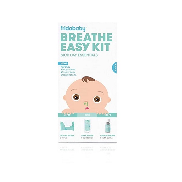 FridaBaby Baby and Toddler Breathe Easy Kit Sick Day Essentials by Fridababy- A Must-Have Set Includes Natural Nose and Chest Wipes, Organic No-Mess Chest Balm, and Organic Essential Oil for Bath or D - Image 2