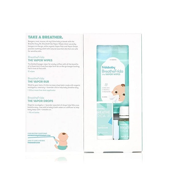 FridaBaby Baby and Toddler Breathe Easy Kit Sick Day Essentials by Fridababy- A Must-Have Set Includes Natural Nose and Chest Wipes, Organic No-Mess Chest Balm, and Organic Essential Oil for Bath or D - Image 3