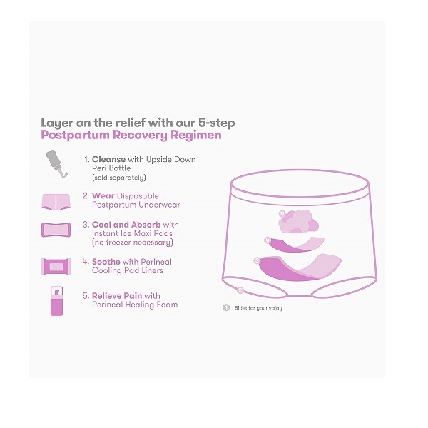 FridaBaby Mom Postpartum Recovery Essentials Kit | Disposable Underwear, Ice Maxi Absorbency Pads, Cooling Witch Hazel Medicated Pad Liners, Perineal Medicated Healing Foam (11Piece Set) - Image 6