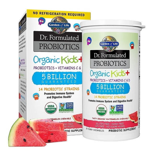 Garden of Life, Dr. Formulated Probiotics, Organic Kids+, Probiotics + Vitamins C & D, 5 Billion, Tasty Organic Watermelon, 30 Yummy Chewables