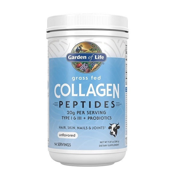 Garden of Life Grass Fed Collagen Peptides Powder with Probiotics Unflavored 280g Supplement for Hair Skin Nails and Joint Support