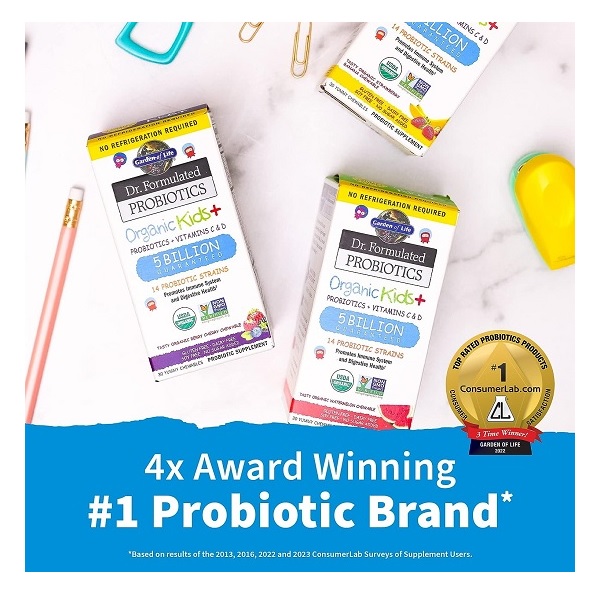 Garden of Life Probiotic Chewable Dr. Formulated Organic Kids+ Supplement, Shelf Stable for Kids - 30 Count - Image 2