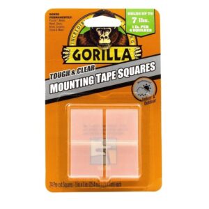 Gorilla Tough & Clear Double Sided Mounting Tape Squares, 24 1 Pre-Cut Squares, Clear, (Pack of 1)