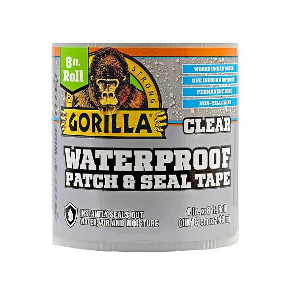 Gorilla Waterproof Patch & Seal Tape, 4 x 8, Clear