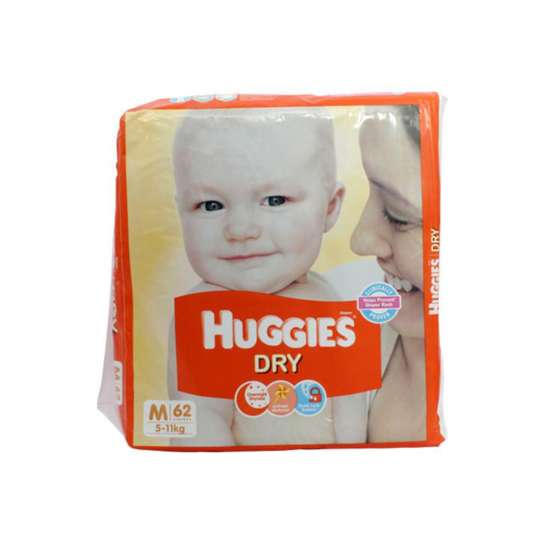 Huggies new dry diapers medium 62s