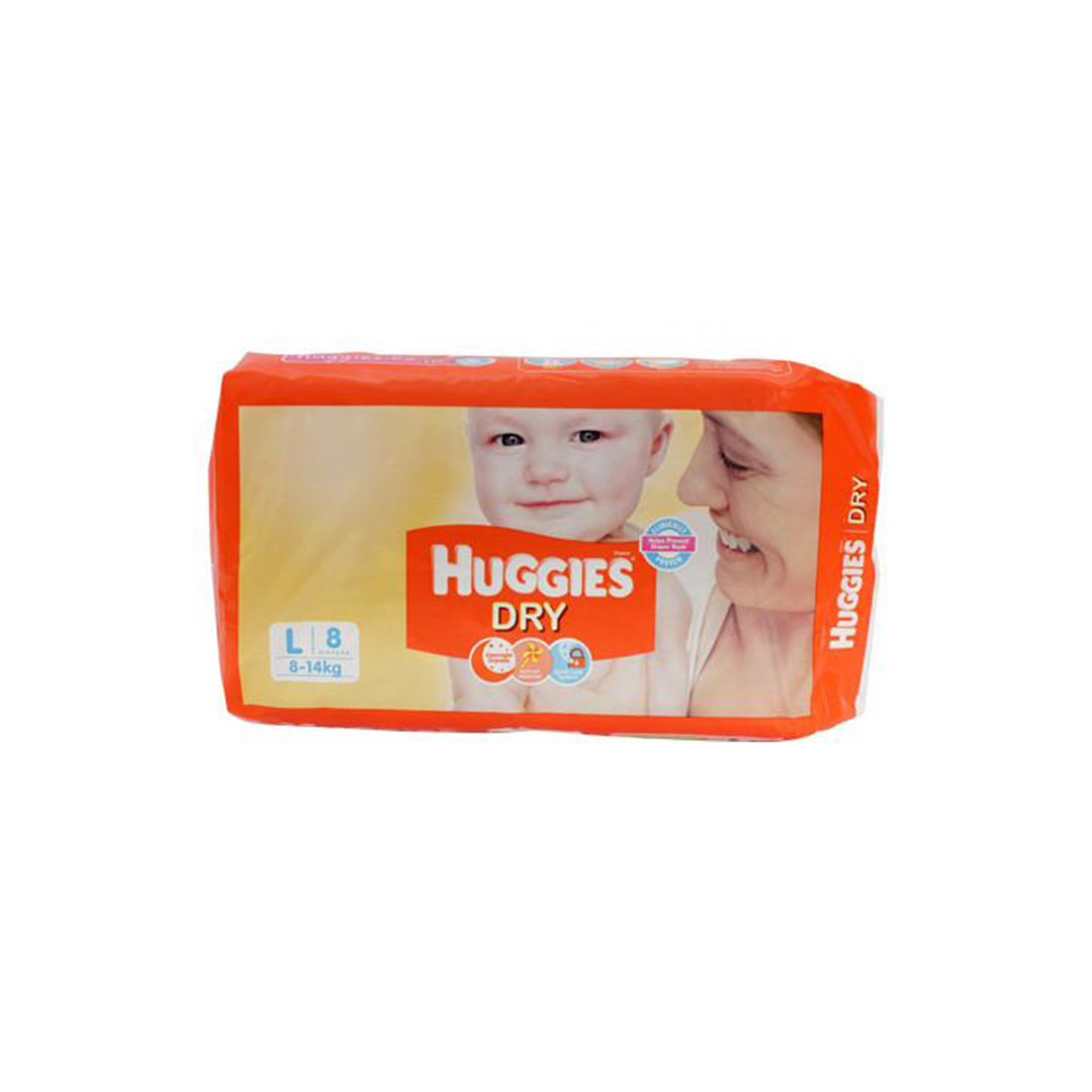 Huggies new dry large diapers 8s