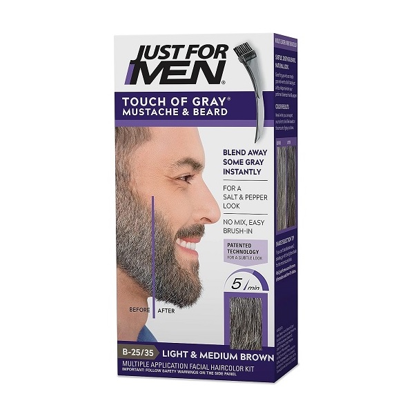 Just for Men Touch of Gray Hair Color Mustache and Beard Color, 54.4g - Light to Medium Brown