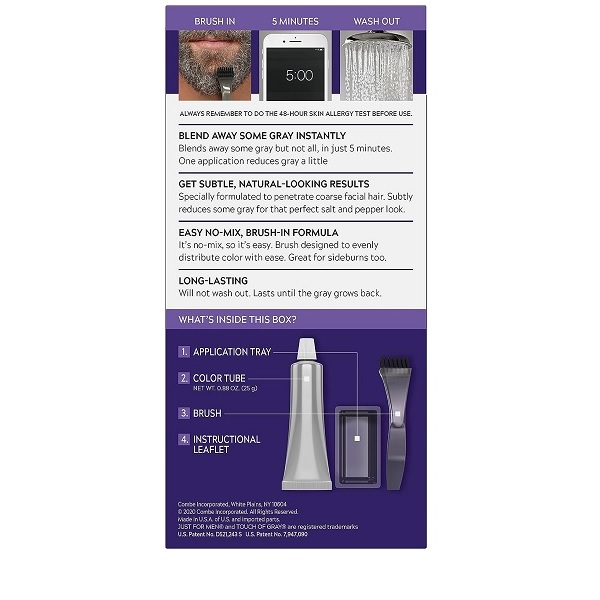 Just for Men Touch of Gray Hair Color Mustache and Beard Color, 54.4g - Light to Medium Brown - Image 5
