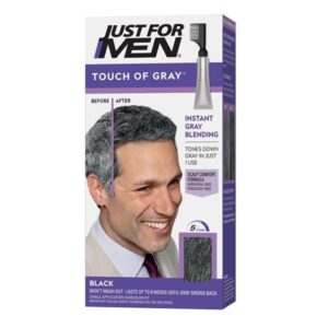 Just For Men Touch of Gray Hair Color Black T-55 men’s gray blending hair dye with comb applicator 81.6g