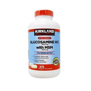 Kirkland Signature Extra Strength Glucosamine HCl 1500 mg with MSM 1500 mg joint support supplement 375 tablets