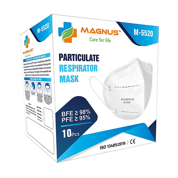 Magnus Non Woven M5520 Embedded Nose clip Super Saver Disposable Double Meltblown Filter Layer Face Masks (White) -Pack of 10