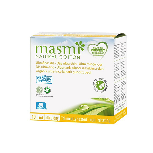 Masmi 100% Pure Cotton Soft Sanitary Pads-Day Wings Indvidually Wrapped 10s